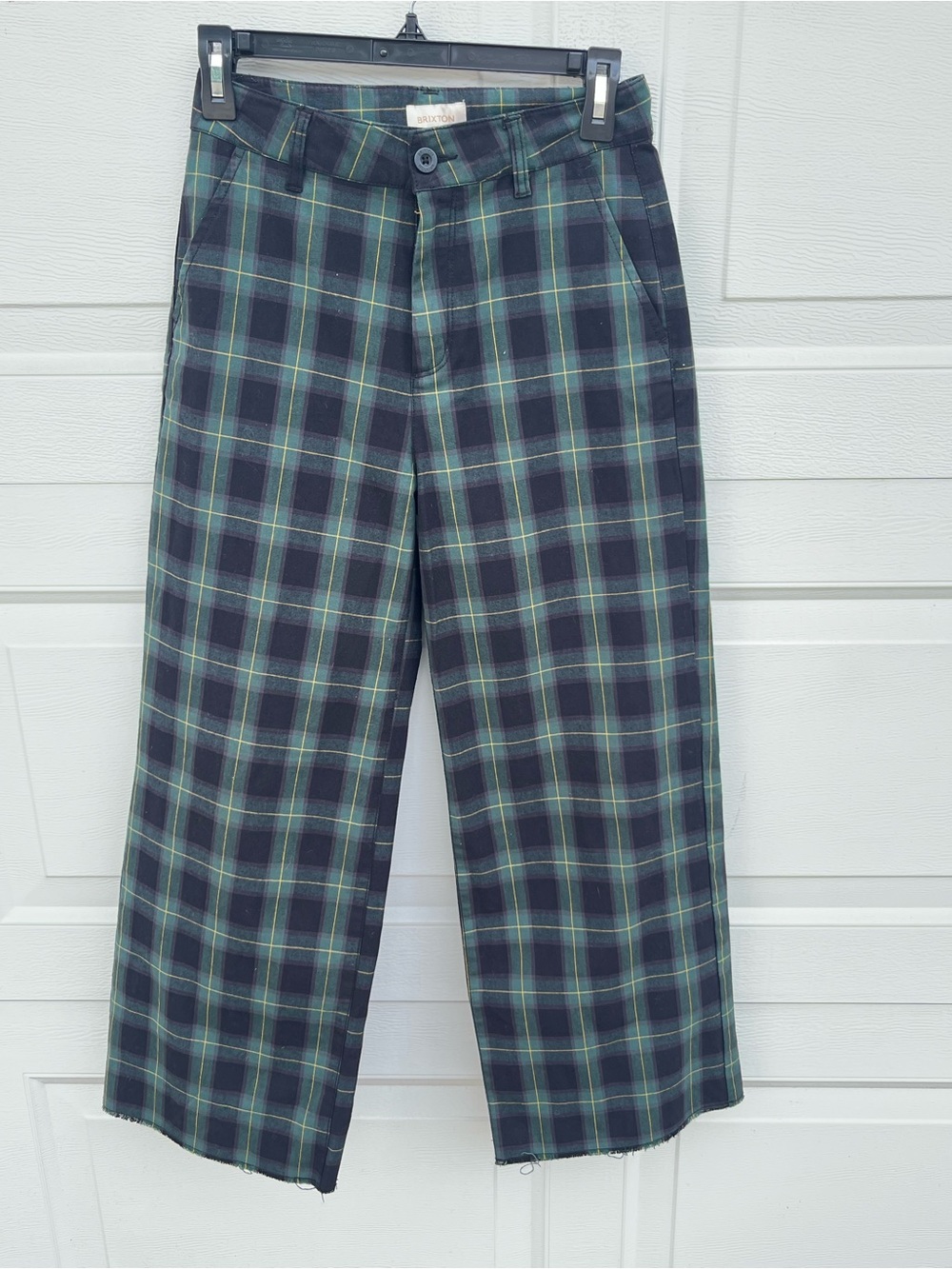 Brixton Plaid Trousers Womens  Cream Green Red Multi Color Straight Leg 25